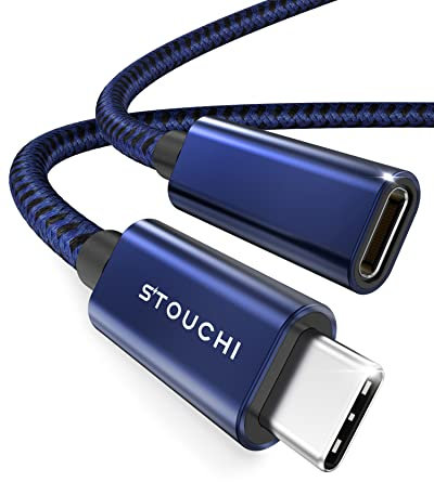 Stouchi USB C Extension Cable 1M, New Version Type C 3.2 Male to Female Fast Charging & Audio Data Transfer for Galaxy Tab S8, Pad, M1 M2 MacBook Mac Mini/Pro,Galaxy S22, Mag-Safe Charger Blue
