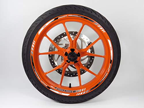 Felgenrand Aufkleber Set schwarz weiß kompatibel für KTM 125 Duke X710045
