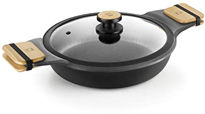 BRA Market Cacerola baja 24 cm, Aluminio Fundido con Antiadherente, sin PFOA, Apta para todo tipo de cocinas incluida Inducción