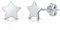 Amberta Damen Himmlisch Ohrstecker aus 925 Sterling Silber: Flacher Stern Ohrstecker