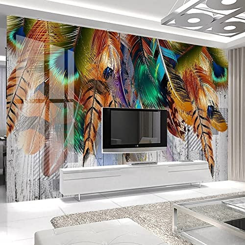 MASTPOINT Wallpaper 3D Mural Creative Color Peacock Feather Living Room Bedroom Decoration Wallpaper TV Sofa Background Wall Sticker Art