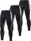 LAFROI 3-Pack Herren Schnelltrocknende Kompressions-Leggings-YSK08 (Pocket Black x3,L)