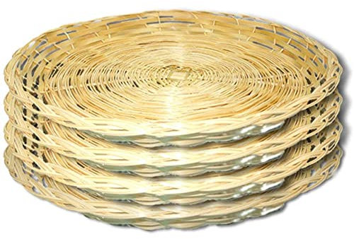 Juwaacoo Bamboo Paper Plate Holder - 10 Inch Round Woven Plate Holder, Reusable Paper Plate Holders for Picnic