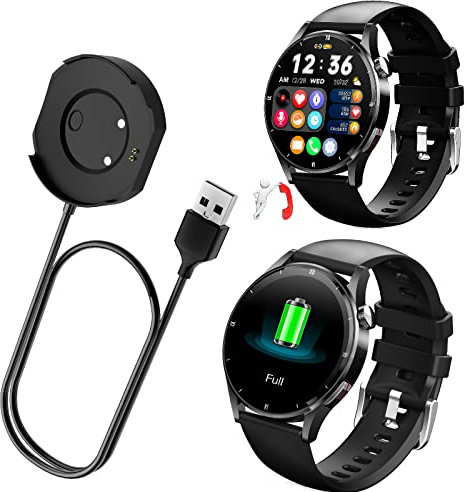 JELLOO Base per Caricabatterie Intelligente per Orologio a Ricarica Rapida Adatta Smart Watch QS39, Caricabatterie per Orologio di Lunga Durata (Nero - 2 pezzi)