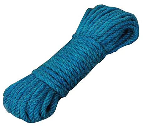 ZEALMAX Corda di canapa fatta a mano, 100% naturale, 8 mm, 20 metri, per fai da te, artigianato, decorazione da giardino, corda da imballaggio, colore: blu