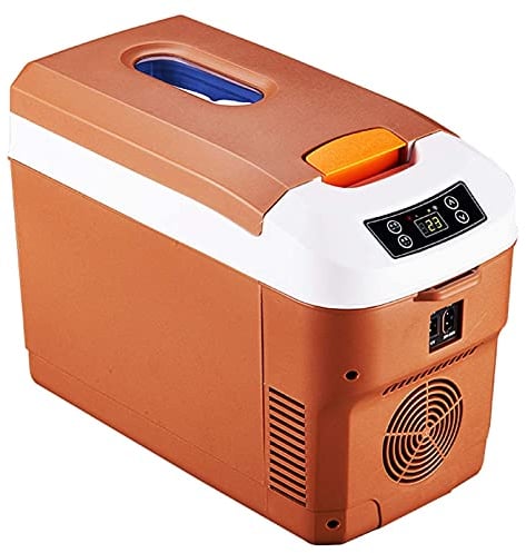 NMNMNM Refrigerator Freezer 10L Mini Car Refrigerator Home Car Refrigerator Cooler Box Dual Use Hot/Cold Portable IceBox Small Freezer, Camping (Brown)