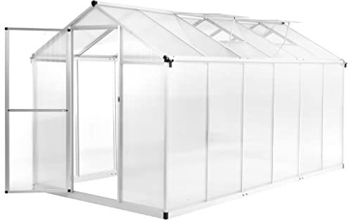 FIRBNUS Serre en Aluminium Robuste 362x190x195 cm 13,41 m3 Blanc Serre de Jardin Exterieur Protéger Les Plantes du Froid Maison à Tomates Fleurs Serre Herbes Potager Exterieur Cour Balcon