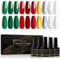 Shining She UV Nagellack Weihnachten Set,10 Farben Glitzer Gold Grün Rot Weiss Herbst Winter Gel Nagellack Set Soak Off UV Gel Nail Polish für Anfänger DIY Nail,8ML