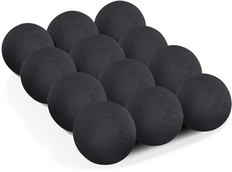 Keramikkugeln, Gaskamin, Felsen, 10,2 cm, Lagerfeuer, Feuerkugeln, runde Steine, wiederverwendbar, Dekoration, Innen- und Außenbereich, Heimdekoration, Feuerstellen, Zubehör, 12 Stück, Schwarz