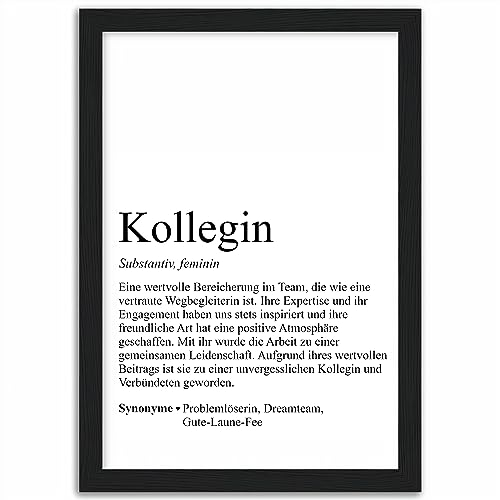 Tassenstube Kollegin Abschiedsgeschenk Danke Schön Poster A4 Substantiv Definition Holz Rahmen