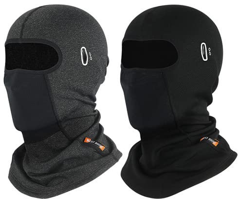 West Biking Sturmhaube Motorrad Winter Herren Skimaske Winddichte Atmungsaktiv Warme Gesichtsmaske, Fahrrad Sturmmaske Balaclava Damen Motorrad Sturmhaube Winter Thermo Fleece Maske (Schwarz+grau)