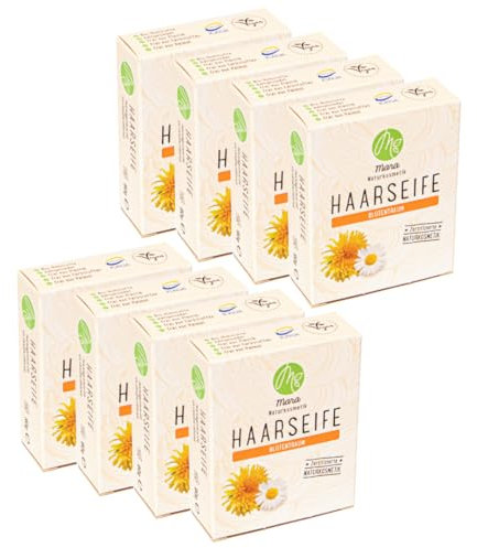 Mara Naturkosmetik - Feste Haarseife Blütentraum – Pflegende Wellness Reinigung ohne Palmöl für Frauen, Männer – Naturseife, nachhaltig, vegan, bio, umweltfreundlich, handgemacht, zertifiziert 8x90g