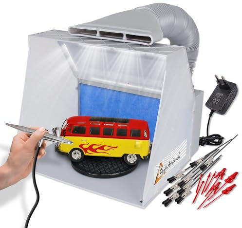 Cabine de Peinture Aérographe Extracteur Réglable jusqu'à 5,1 m³/min Éclairage Intégré Indépendant Led COB avec Plateau Tournant Accessoires Silencieuse Pliable pour Modélisme Hobby 2