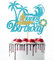 Naicaek Blue Glitter Surfing Happy Birthday Cake Topper，Summer Beach Surfboard Cake Decor Surf's Up Summer Hawaii Holiday Birthday Decorations，Summer Birthday Themed Party Decorations