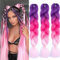 Meches Pour Tresses Africaine 3 Paquets 24 Pouces Braid Pré éTiré Braids Meches Pre Tiré Long Knotless Nattes Extensions Rajout Cheveux Tresses (Violet/Rose Rouge/Rose Clair)