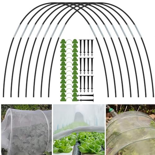 Hoquare Greenhouse Plant Hoops, 90pcs Detachable Grow Garden Stake Tunnel, Long Fiberglass Support Hoops Cold Frame for Garden Fabric