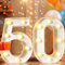 8.8 Decorative LED Light Up Numbers, Marquee Numbers Lights for 50th Birthday Decorations, Lighted Number Sign for Birthday Party Night Lights Anniversary Backdrop Home Decor, White Number 50