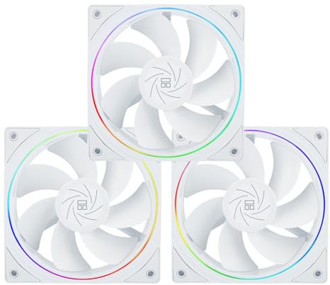 Thermalright TL-S12RW X3 CPU Fan 120mm Reverse Fan Case Cooler Fan Comes with ARGB Lighting,CPU Cooling Fan with 1500RPM Speed,White PC PWM Silent Computer Fan,Set of Fans