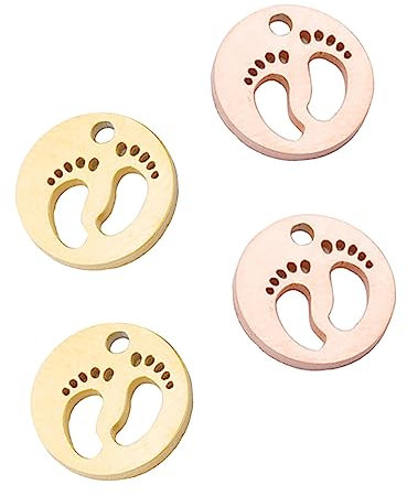 BELLIFFY 4 Stück Kleine Füße Anhänger -fußabdruck-anhänger Babyparty-charms Charme Der Säuglingsfüße Diy-anhänger -armband Anhängerverbinder Kleinkind Schmuck Rostfreier Stahl