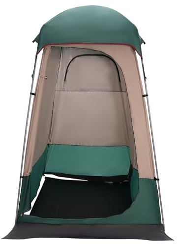 Tente de douche de camping, tente de toilette portable avec crochets et poches, tente de vestiaire mobile d'extérieur avec filet anti-moustiques, tente WC amovible avec sac de transport