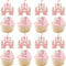 24 Stück Schloss Tortendeko Glitzer Prinzessin Geburtstag Kuchen Deko Schloß Cupcake Toppers für Prinzessin Schloss Thema Baby Dusche Hochzeit Geburtstag Party Kuchen Dekorationen Rosegold
