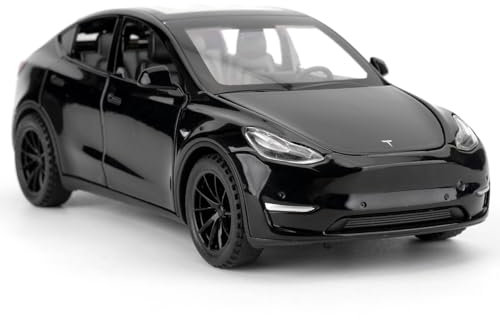 imtfzct 1/32 Tesla Model Y Alu-Automodell, Kinderspielzeugauto mit Pull Back Funktion, Sound- und Lichtmodellauto, Kinderspielzeug mit zu öffnender Tür, Geschenke für 4-7 jährige Kinder(schwarz