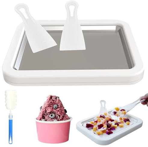 Placa de hielo para hacer hielo, máquina de rodillos para helados, máquina para hacer hielo con espátulas, máquina de rollos de hielo con 2 espátulas, placa de hielo para hacer hielo