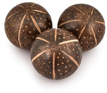 Indus Lifespace Decorative Balls Mango Wood Set of 3 for Home Decor Modern Decorative Balls for Living Room, Bedroom (3 x 3 x 3), (Set of 3)