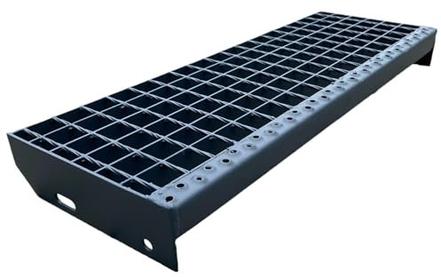 F & R Metallstufe 800x270 mm RAL 7016 Anthrazit – Gitterrost Treppenstufe Aus Pulverbeschichtetem Stahl – Rutschfest Witterungsbeständig Ideal Für Außentreppen