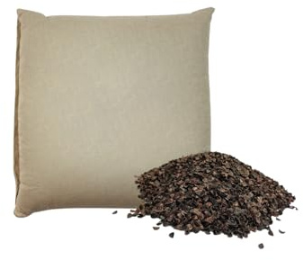 Damian-Wiklina bovetekudde 40 x 40 cm med rostat boveteskal – naturlig kudde för sömn och avkoppling – andas, formstabil