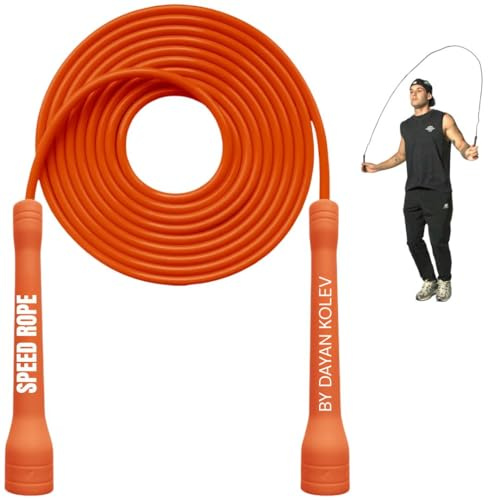 Swissskip Dayan Kolev, corda per saltare in PVC da 5 mm, ideale per principianti e atleti avanzati, progettata per fitness, cardio, boxe e crossfit, lunghezza regolabile con manici infrangibili