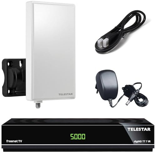 netshop 25 Telestar DVB-T2 Receiver + 3 Monate Freenet GRATIS + DVB-T Außenantenne HDMI Kabel, HDTV, PVR Ready, HD USB Mediaplayer, Angebot Bundle