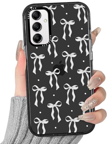 Yirlbey Transparent Handyhülle für Samsung Galaxy A14 5G Schleifen Hülle, Aesthetic Muster Niedlich Design Mädchen Geschenk Schutzhülle, Silikon Harter PC-Rückseite Case Cover für Samsung A14 5G 6,8