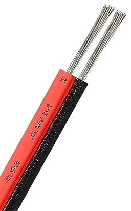 Kabel, flexibel, RGB 5050, Lichtkabel, 5/10/100 m, 2-polig, 22 AWG, schwarz-rot, Kabelanschluss, Verlängerungsstecker for Elektrokabel (Größe: 50 m, Farbe: 22 AWG)(18AWG,50m)