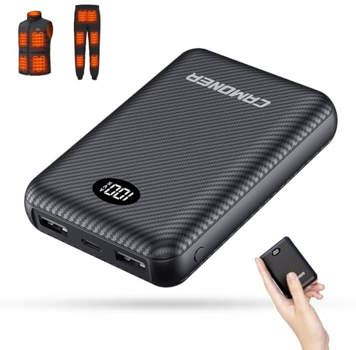 Camoner 5V 3A 12000mAh Heated Vest Battery Pack, Power Bank for Heated Vest,Chair, Jacket, Blanket with LED Display,Portable Battery Pack for Soleilwear, for KOVNLO, for Yolikeb, for TIDEWE