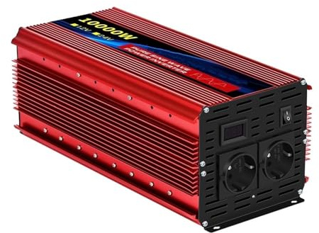 Convertisseur Tension Onduleur Sinusoïdal Pur 8000 W/12000 W, 12 V/24 V CC vers 220 V CA 50 Hz, Adaptateur De Chargeur, Prise UE(12V 10000W EU)