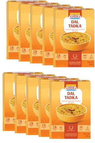 Ashoka Heat to Eat Dal Tadka 280g x 10 | Authentic Indian Lentil Curry | Authentic Indian Lentil Curry