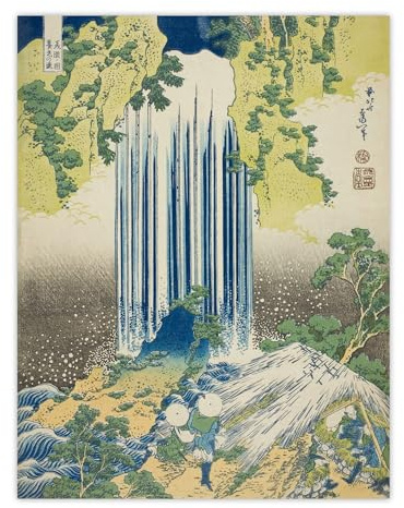 Yoro Wasserfall Mino Japanisch von Hokusai Kunstdruck Bild Wandbild Wohnkultur Kunst Dekoration 12x16