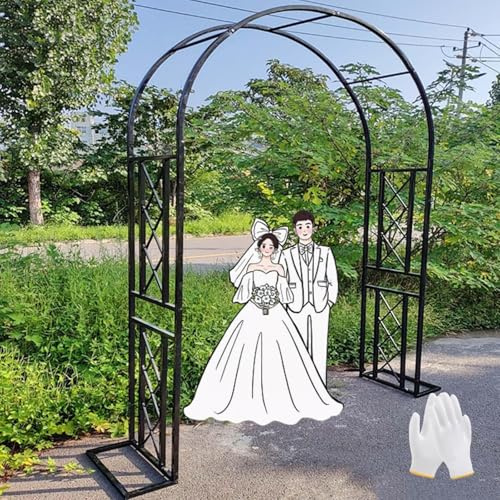 Ukkajovlex Metall-Gartenschwibbogen Trellis Für Kletterpflanzen, 20mm Durchmesser Mit Sockel/Stiel, 4 Farben 6 Größen Spiraldesign Für Terrasse Balkon Weinstöcke Blumen(Black,W87 x H 91)