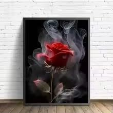 DHHXY Extra großes rotes Rosen-Leinwandbild-Poster, ästhetisches Blumen-Wandbild mit schwarzem Hintergrund, Rosen-Leinwandbild (40x60cm/ungerahmt)