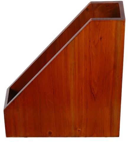 FONDOTIN Vintage Holz Schreibtischregal Kompakter Robuster Organizer für Bücher Zeitschriften und Akten Platzsparendes Büro und Home Office Regal Braun