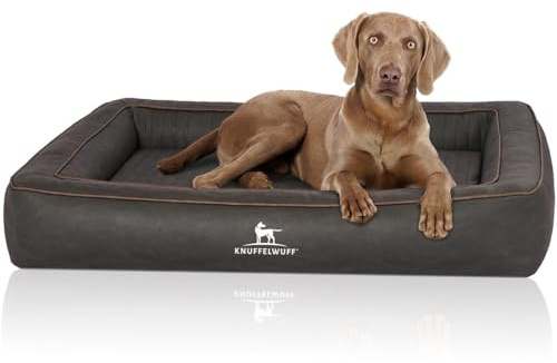 Knuffelwuff Orthopädisches Hundebett aus Laser gestepptem Kunstleder Montego S 70 x 50cm Schwarz - Abnehmbarer Bezug - leicht zu reinigen - für große, mittelgroße und kleine Hunde