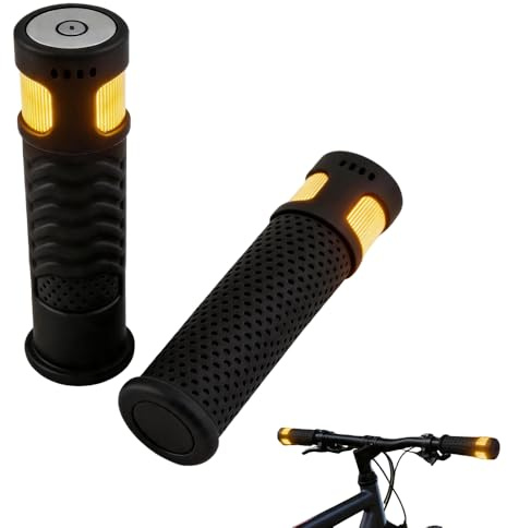 E Scooter Blinker mit Griff, 2 Stück Lenkergriffe für Elektroroller, Wasserdicht Scooter Lenkerleuchten mit 4 Lichtfarben und Modis, Touch-Steuerung, für Nachtradfahren