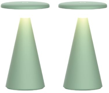 Luxus Europe - Tischlampe Zakynthos - 2er-Set Altgrün - Kabellose Outdoor-Tischlampe – USB-C wiederaufladbar – Dimmbar – Warmweiß – Wasserfest
