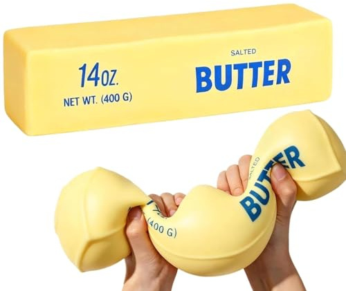 Butter Squishy XXL, 25CM Riesengroßes Jumbo weicher Butter-Stressball, niedlich, realistisch & weich, Slow Rising, Anti-Stress-Knautschball gegen Angst & Stress, perfekt als Partygeschenk