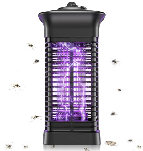Lampada Antizanzare Elettrica, Trappola Zanzare UV per Interno Esterno | Luce UV 360°, Griglia 3000V, Elimina rapidamente, Vassoio rimovibile, Impermeabile IPX4