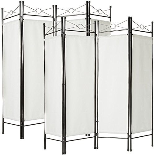 TecTake® 2X Raumteiler Trennwand Paravent spanische Wand 4tlg | 180x160cm - Diverse Farben und Mengen - (2X Weiß | Nr. 401830)