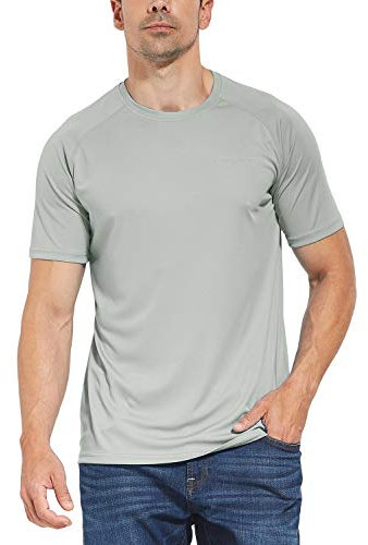 baleaf UV Schutz Shirt Rashguard Herren Kurzarm UPF 50+ T-Shirt Laufshirt Schwimmshirt Funktionsshirt Atmungsaktiv Schnelltrocknend Sonnenschutz für Outdoor Schwimmen Angeln Radfahren Grau L