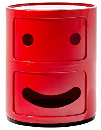 Kartell Componibili Container lächelnd, Kunststoff, Rot, 32 x 32 x 40 cm