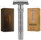 VIKINGS BLADE Maquinilla de afeitar de seguridad ajustable de doble filo + funda de lujo. Suave, reutilizable, respetuosa con el medio ambiente (The Emperor Frosted Chrome)